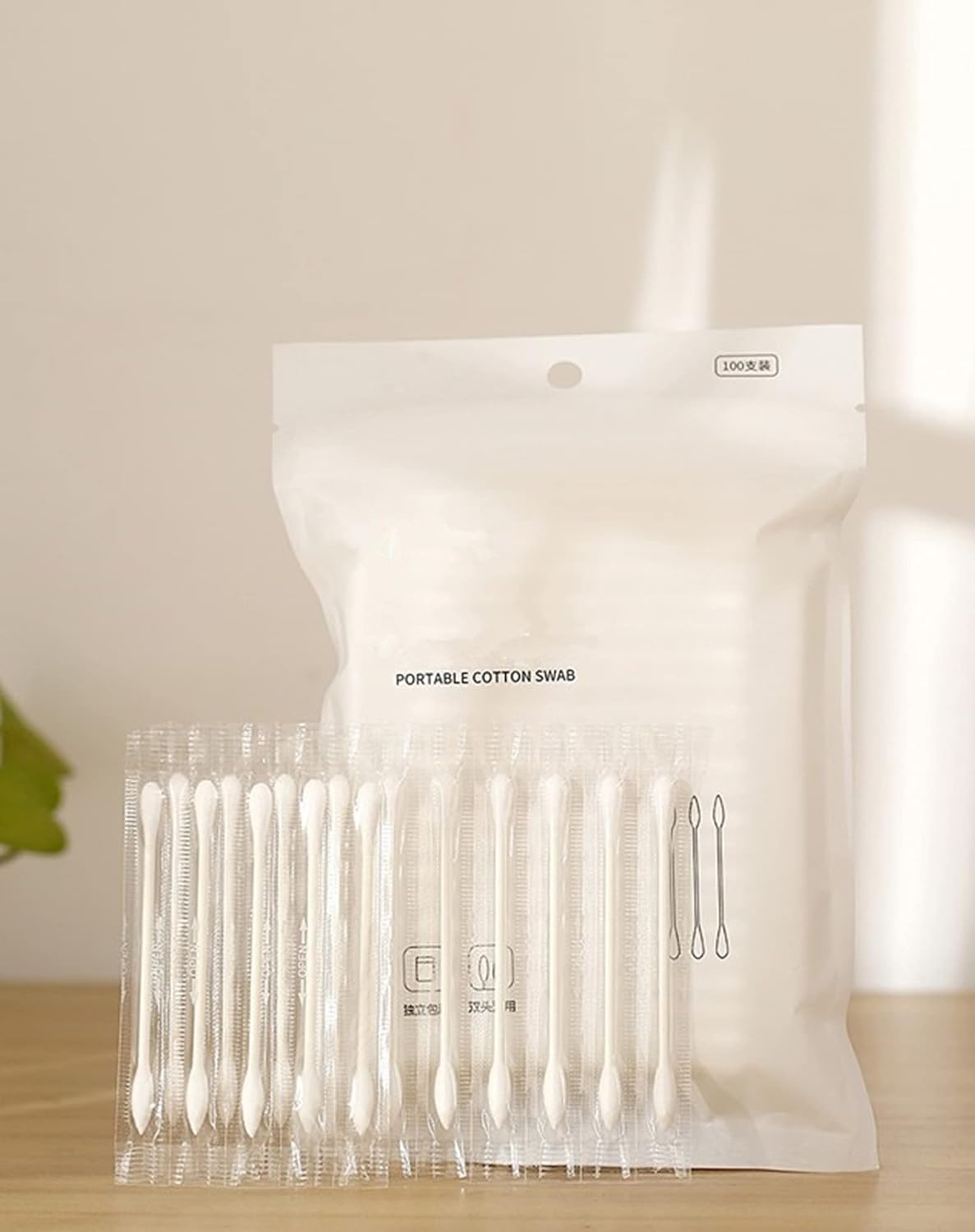 qtips100 individually packaged cotton swabs clean sanitary Travel Portable double headed paper stick disposable cosmetic White - Image 1